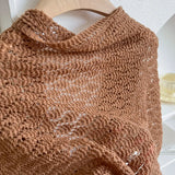 Korean Hollow Out Knitted Shawl Summer Air Conditioning Fake Collar Neck Guard Knit Thin Knotted Cape Shoulder Scarf For Women