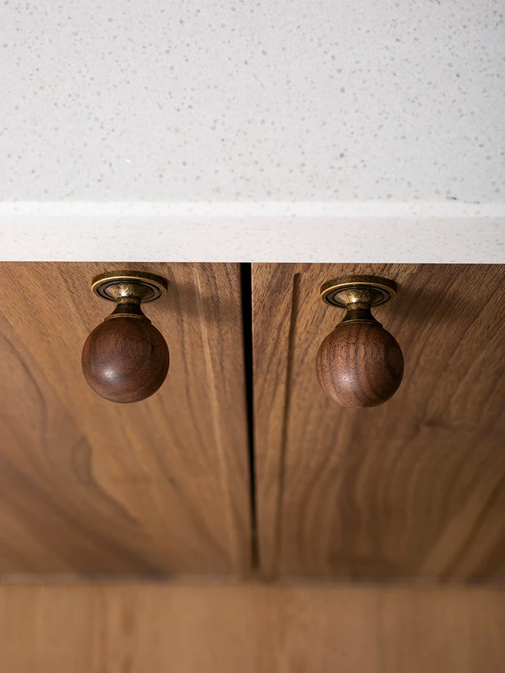 The Furniture Is Made Of Antique Walnut Wood With Solid Brass Small Handles Wardrobe Handles Kitchen Drawers Single-Hole Knobs