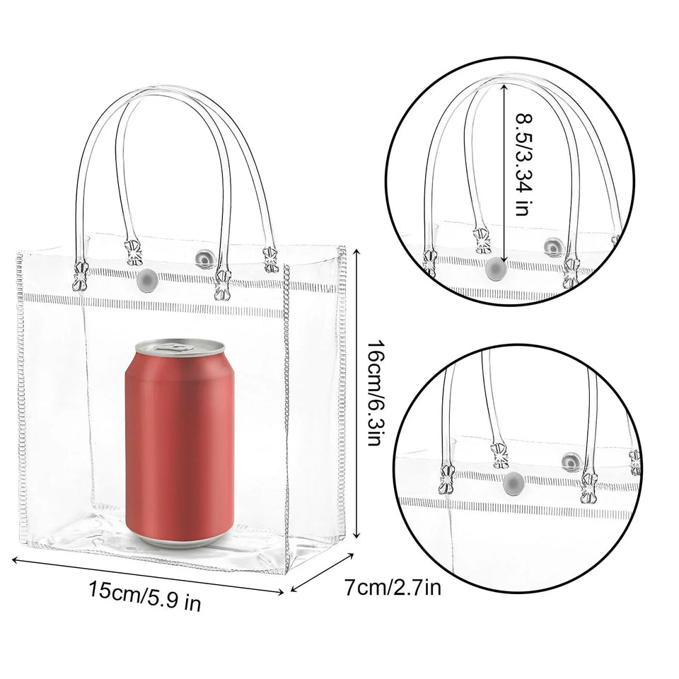 1-50PCS Clear Tote Waterproof Bag Reusable PVC Clear Shopping Bag Shoulder Handbag Environmentally Travel Storage Bag Shoes Bag