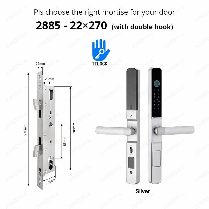 TTLock APP Waterproof Fingerprint Password Smart Lock For Outdoor Pull Push Sliding Aluminum Door 2885/ 3585/ 4585 /6085 Mortise