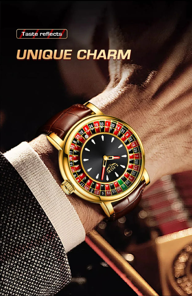 LIGE Creative Luxury Mens Watches Roulette Game Dial Fashion Mens Watch Waterproof Luminous Quartz Wristwatches Rolling Ball