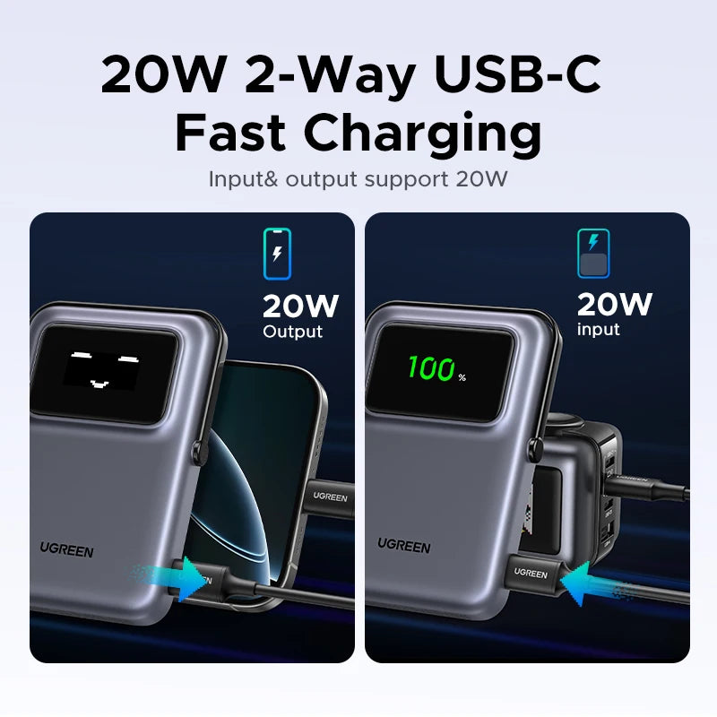 UGREEN 20W 10000mAh Power Bank Magnetic Wireless Fast Charging PowerBank for MagSafe for iPhone 16 Pro Portable External Battery