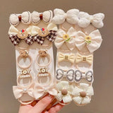 10PCS/Set Milk Coffee Girl Hair Ropes Cute Rabbit Bow Baby Princess Ponytail Rubber Bands Hair Accessory for Girl