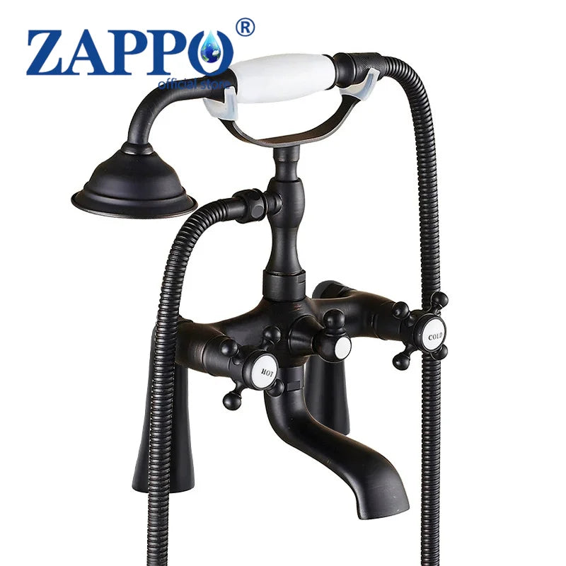 ZAPPO Bathtub Faucet Vintage Telephone Style with Dual Handles Deck mounted bathtub Faucet set Hot and Cold Water Mixer Tap