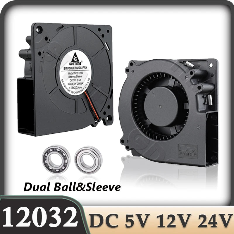 Gdstime 12032 Fan 24V 12V 5V 120MM Blower Fan 4PIN USB Radial Cooling Fan 120x32mm Turbo Blower Cooler Ball Small Fan PWM PC Fan