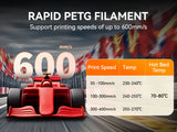 TECBEARS High Speed Matte PETG 3D Filament 1.75mm 5KG petg 600mm/s  Neatly Wound Multi Color FDM 3D Printer Materials DIY Gift