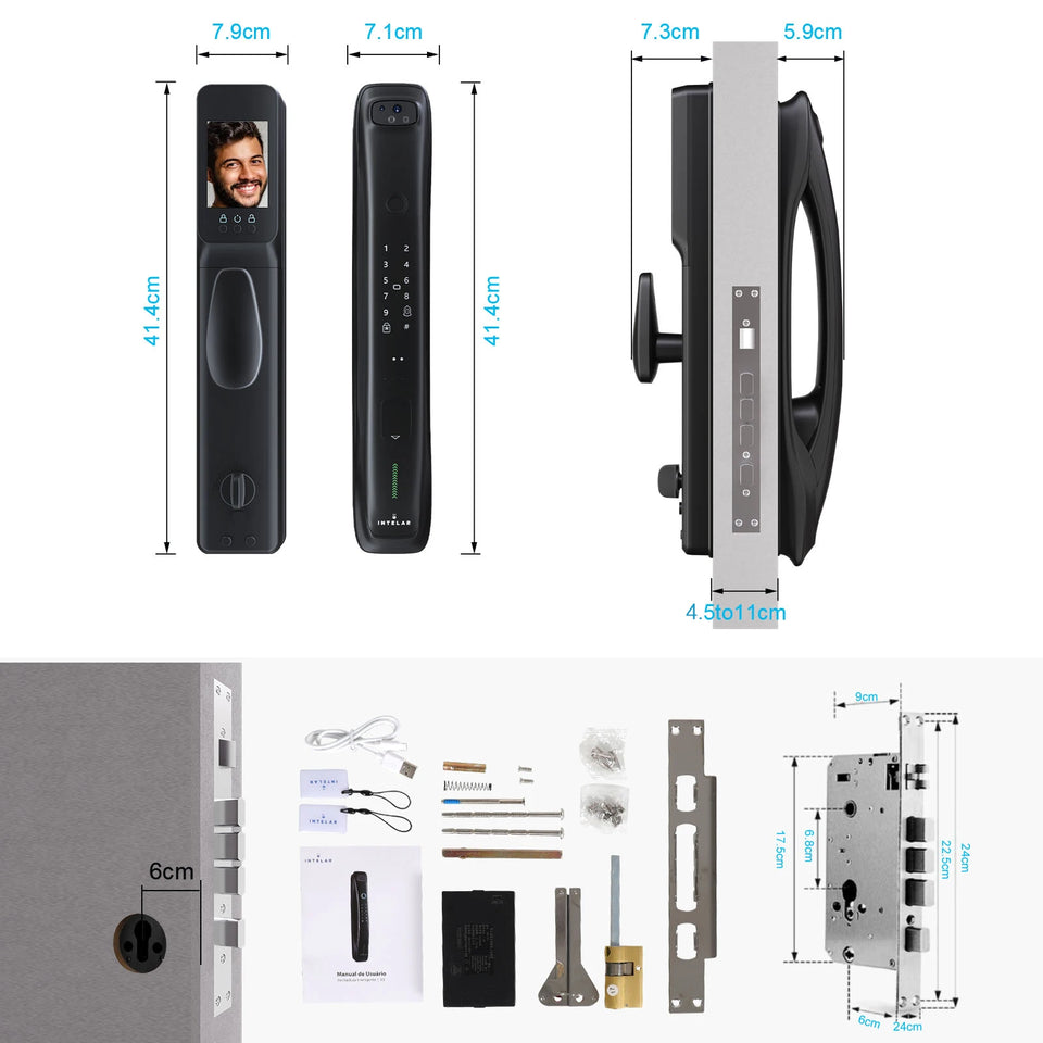 X3 Tuya Wifi 3D face recognition Electronic lock biometrics Fingerprint Lock Smart Door Lock Key Card NFC Camera Electronic Lock