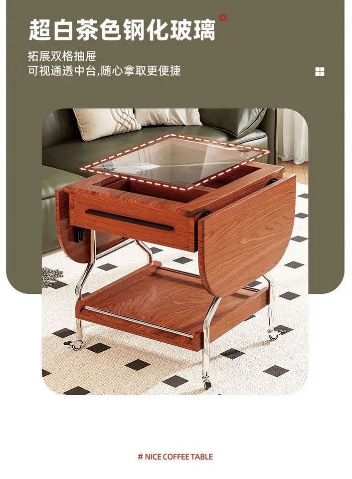 Living Room Coffee Tables Mobile Hotel Small Trolley Balcony Folding Side Table Auxiliary Lounge Center Furniture For Rooms