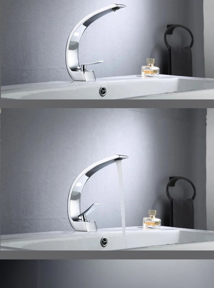 Basin Faucet Modern Bathroom Mixer Tap Black/chrome Wash basin Faucet Single Handle Hot and Cold Waterfall Faucet