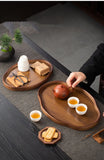 Wooden Decorative Serving Tray for Coffee Table and Home Decor Fruit Platter Decor Trays Serving Ware Food Dish Serving Platters