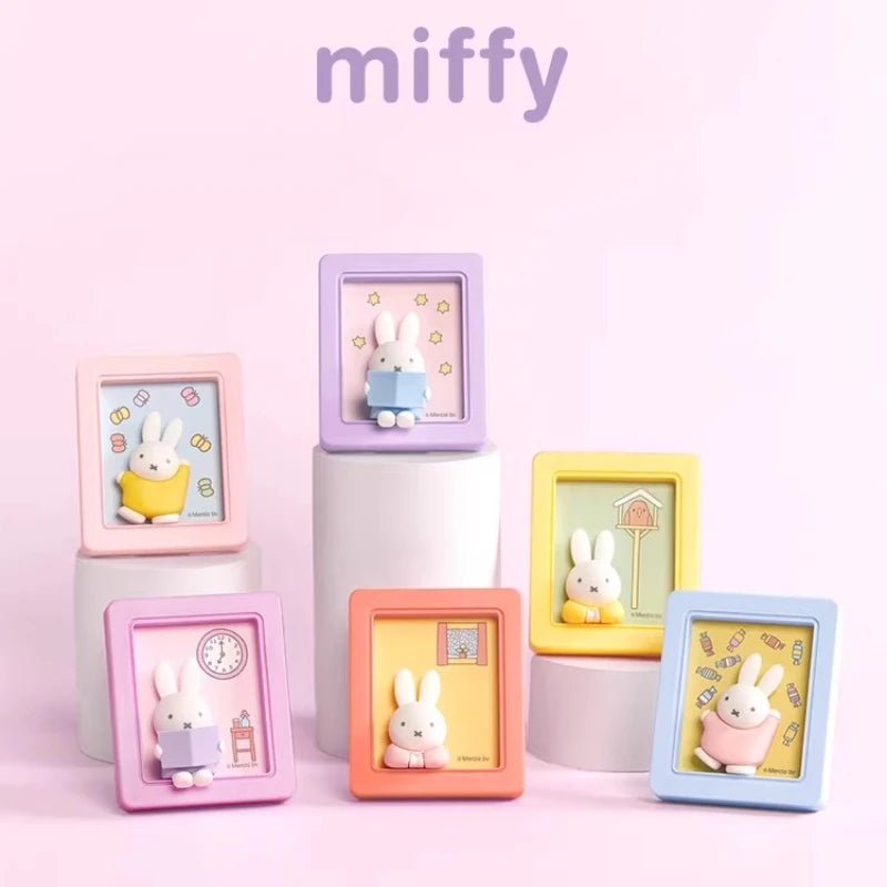 Miffy Photo Frame Phone Stand Blind Box Studying Reading Dreaming Rabbit Model Magnetic Refrigerator Sticker Decoration Gift