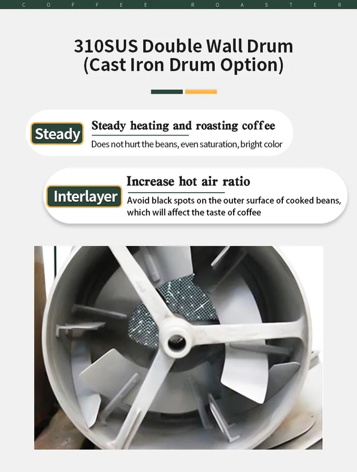 Commercial Home Use 3kg 2kg 1kg Coffee Roaster Machine for Cafe Factory Beans Roasting Equipment