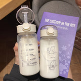 Cartoon Water Bottle With Straw Cute Plastic Drinking Bottle Portable Leak-proof Drinkware For Drinking Milk Coffee Tea