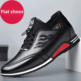 2024 Autumn New Casual Shoes For Men Fashionable Inside Increased High 6cm Lazy Shoes Rubber Shoe Sole Polyamide Leather Shoe