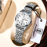 POEDAGAR Elegant Ladies Watches Waterproof Luminous Date Week Watch for Woman High Quality Stainless Steel Quartz Women's Watch