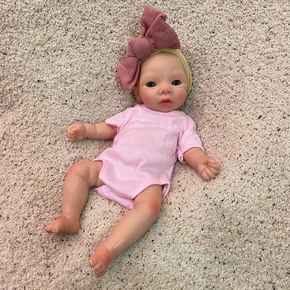 AnjoDoll 10Inch Silicone Girls Whole Body Soft Solid Silicone Reborn Doll Handmade Painted Washable Play Dolls Toys For Gifts