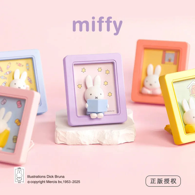 Miffy Photo Frame Phone Stand Blind Box Studying Reading Dreaming Rabbit Model Magnetic Refrigerator Sticker Decoration Gift