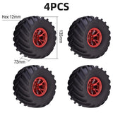 AUSTAR 4PCS AX-3003 135mm Tyre Rubber Tire Wheel Plastic Rim Hub for 1/10 RC HSP HPI Monster Truck Model Spare Parts