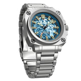 FeelNever Creative Automatic Movement Men's Watches Hollow Fashion Casual Sport Military Leather Waterproof Mechanical Watch+Box