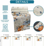 Fall Blue Orange Pumpkins Linen Table Runner Thanksgiving Decoration Autumn Maple Leaf Flowers Printed Table Runners Party Decor