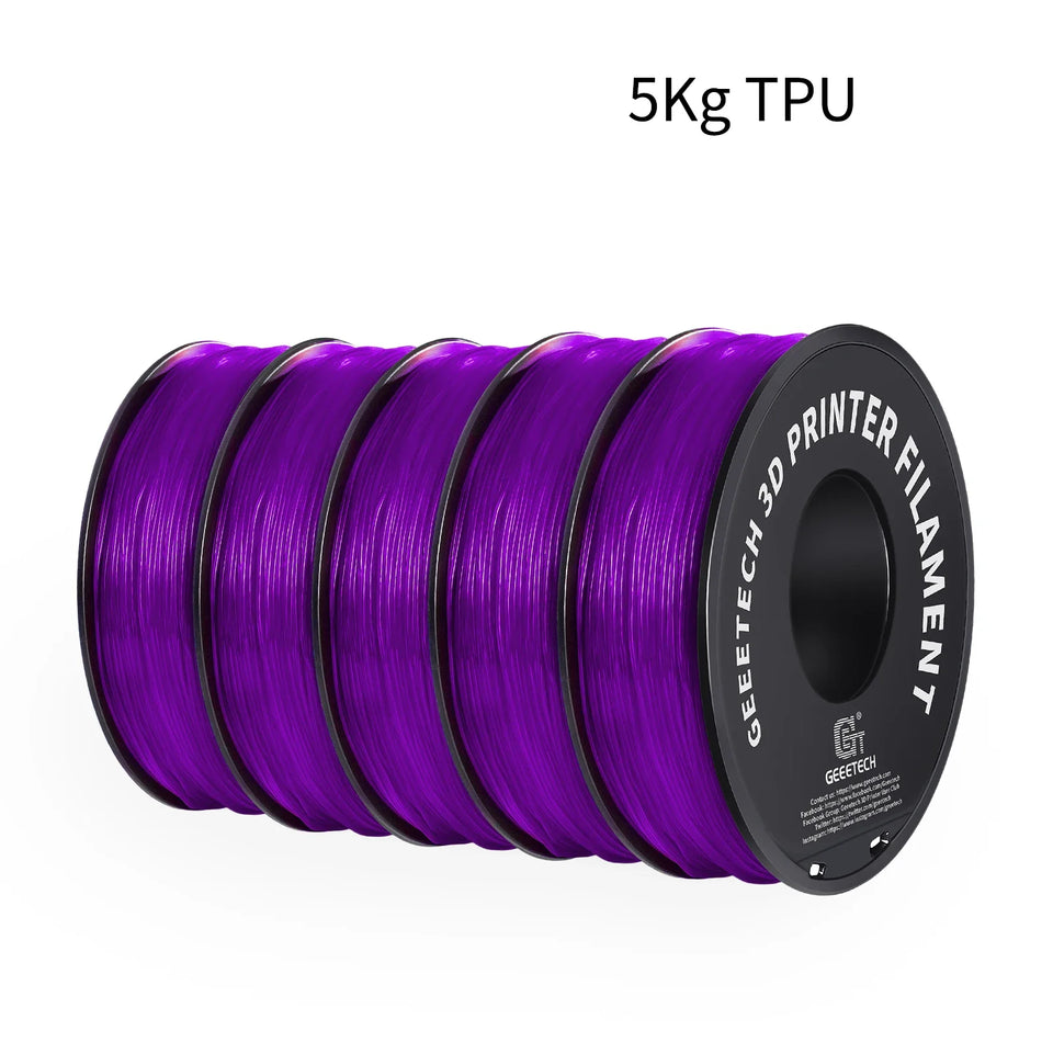 GEEETECH 5Rolls 3D TPU Flexible Filament TPU material 1.75mm Plastic Vacuum Packaging, Non-Toxic High Quality Safe,fast ship