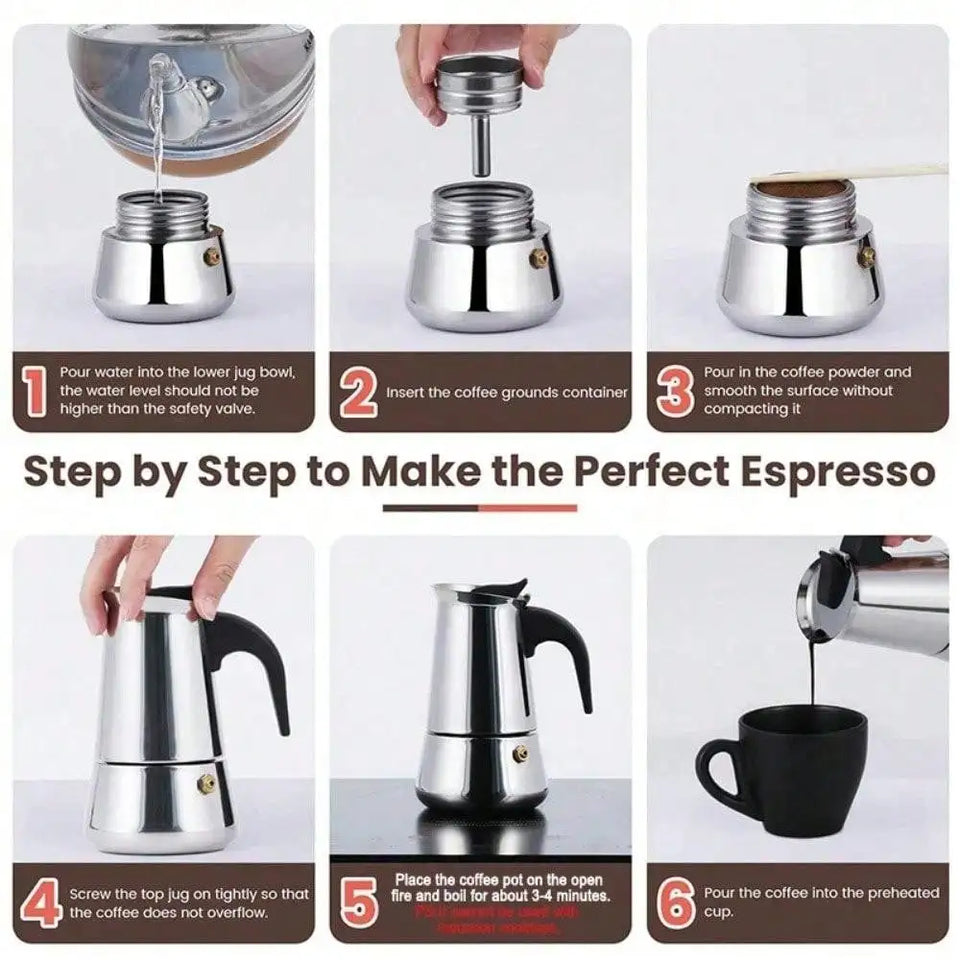 12Cup Coffee Maker Stainless Steel Espresso Maker 600ML Moka Pot Espresso Maker For Home Kitchen Camping Coffee Pot