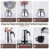 12Cup Coffee Maker Stainless Steel Espresso Maker 600ML Moka Pot Espresso Maker For Home Kitchen Camping Coffee Pot