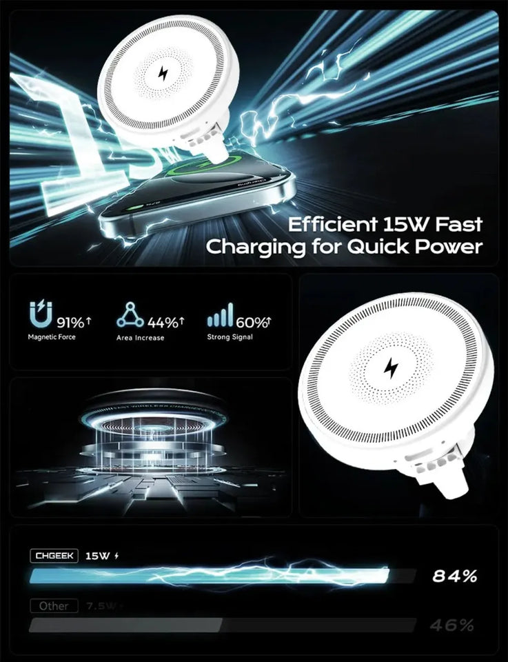Magnetic Wireless Charger Car 360 Rotation Air Vent Phone Holder Stand Fast Charging Mount For iPhone 17 16 15 14 13 12 Pro Max