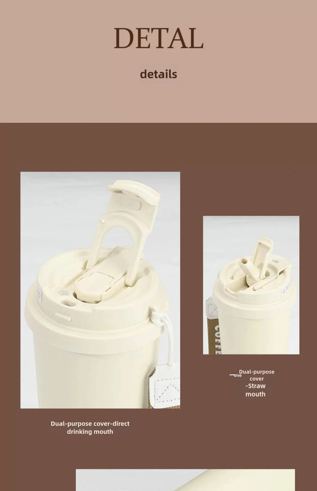 Ceramic Lined Insulated Cup Travel Coffee Cup with Sealed Lid Reusable Ceramic Lining High Aesthetic Value