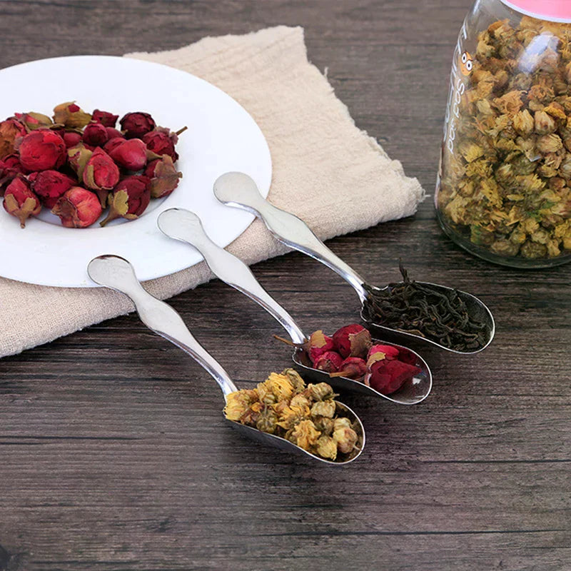 Stainless Steel Long Handle Teaspoon Measuring Shovel Spoon Vintage Loose Leaf Tea Scoop Coffee Bean Scooper Kitchen Sugar