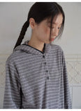 Onalippa Girl Style Hooded Sweatshirt Spring Autumn New College Women Clothing Gray White Striped Long Sleeved T-shirt Base