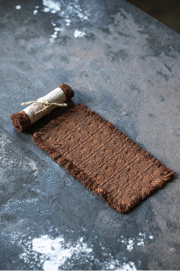 Tea mat, pure handmade plant table runner, pure cotton, thick coarse dry soaking, retro wabi-sabi tea ceremony accessories