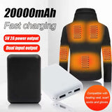 20000mAh Power Bank Portable USB Charger Fast Charging External Battery Pack Heating Vest Jacket Scarf Socks Glove Equipment New