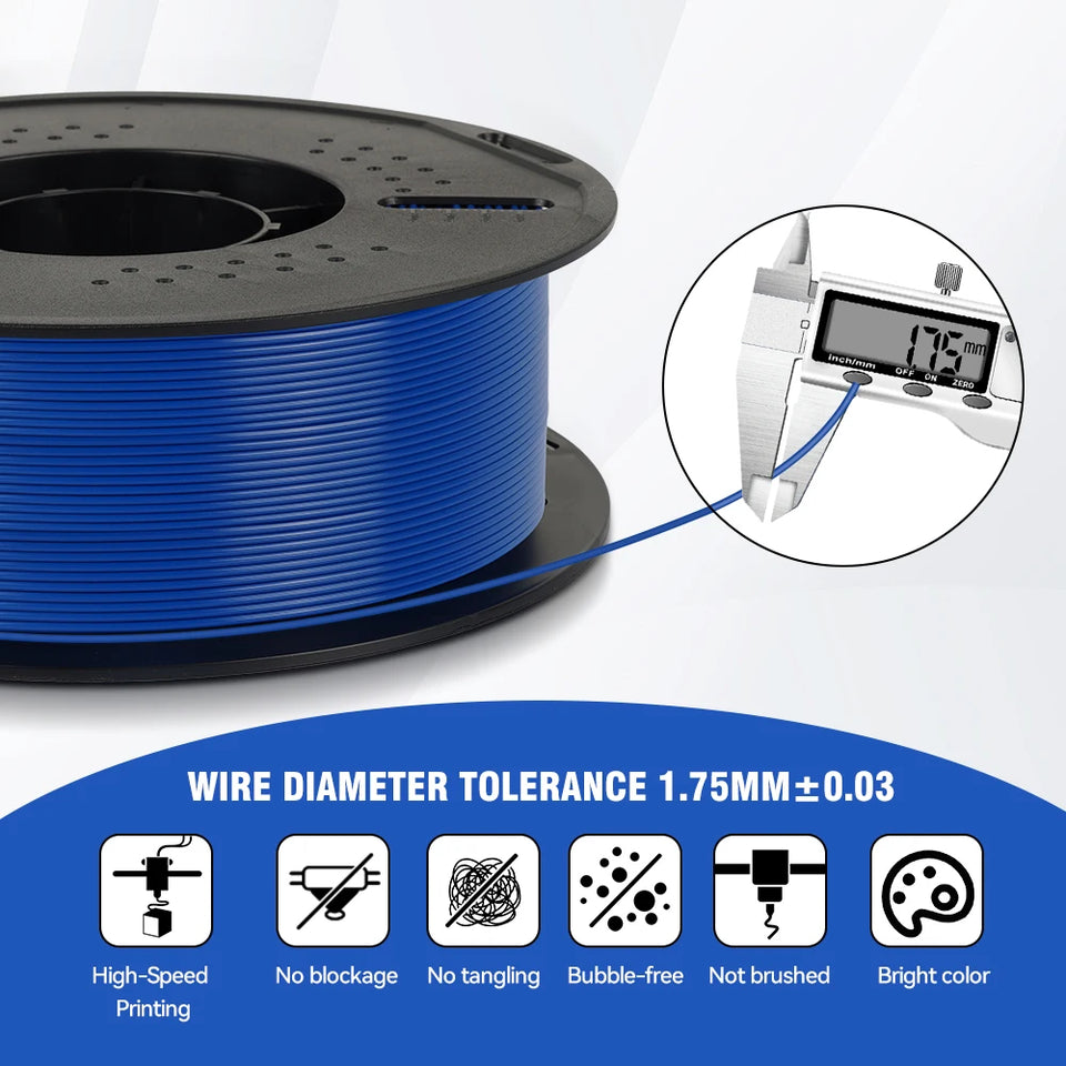 KINGROON 10KG PLA/PETG Filament 1.75mm Black White Gray 3D Printer Filament No Bubbles Plastic 10 Rolls Wholesale
