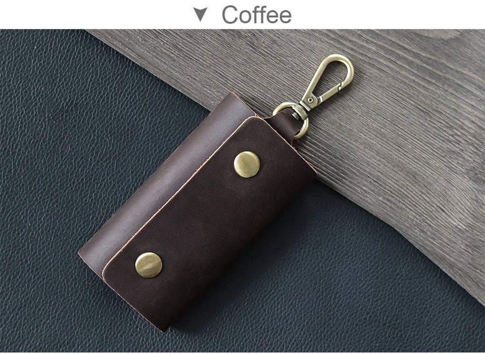 100 % Genuine leather   Multi-function Key Bag High Quality Crazy Horse leather Key Pouch Unisex Leather Business Gift