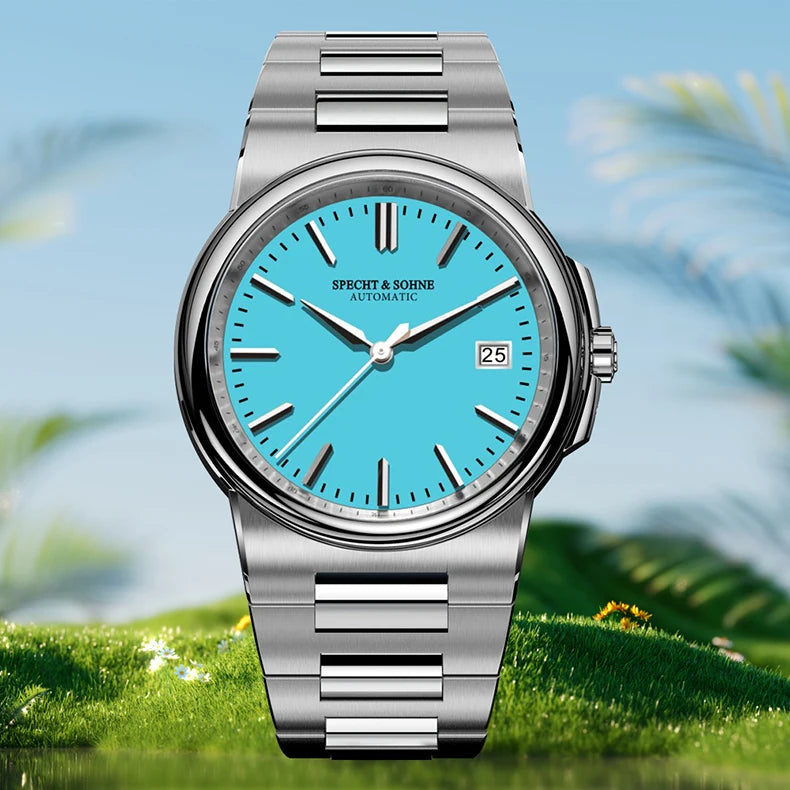 Specht&Sohne New Arrivals Blue Automatic Mechanical Watches For Men 38MM Stainless Steel Waterproof Classic Elegant Watch 50M