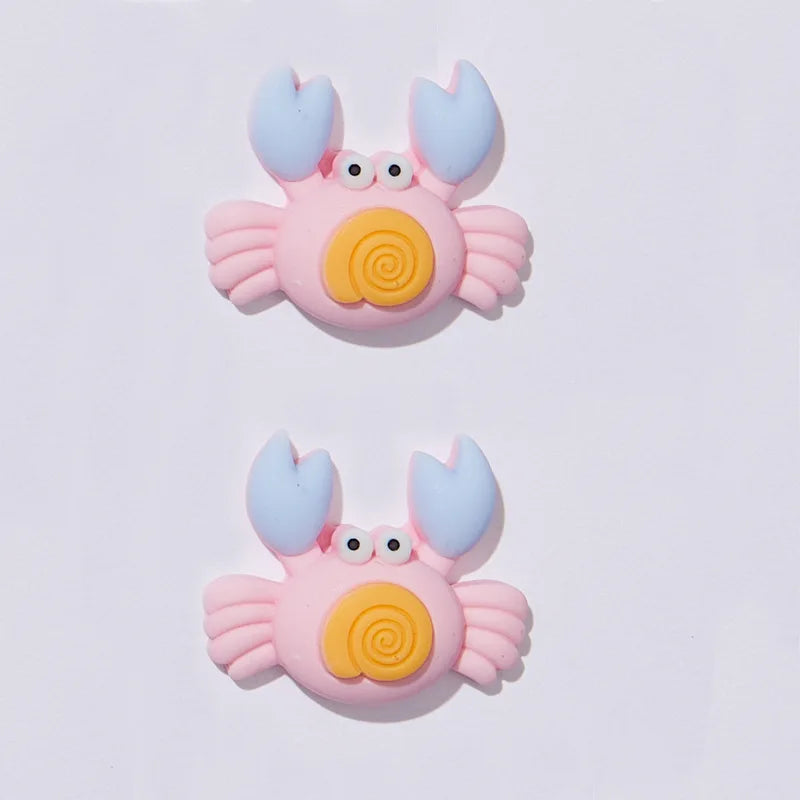 10Pcs Colorful Ocean Animals Resin Crab Fish Float Bottle Beach Slipper Surfboard Flatback Scrapbook Craft DIY Figurine Decor
