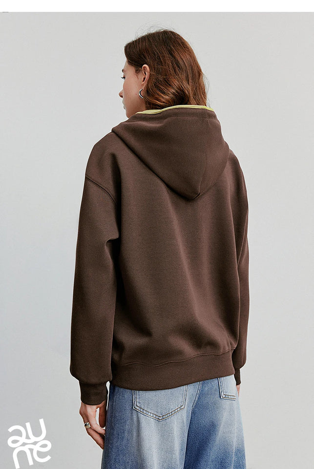 TOYOUTH Women Hoodies Sweatshirt 2025 Autumn New Contrasting Color Embroidery Splicing Hooded Pullover Tops
