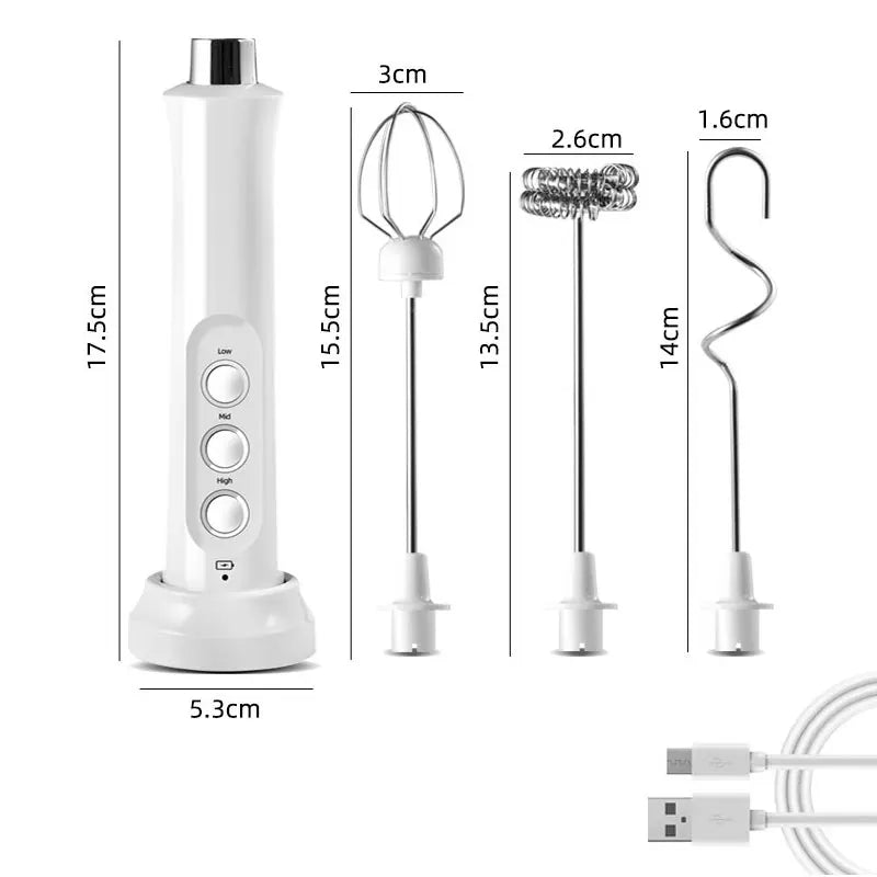 3 In 1 Wireless Rechargeable Electric Milk Frother Foam Maker Handheld Foamer High Speeds Drink Mixer Coffee Frothing Wand
