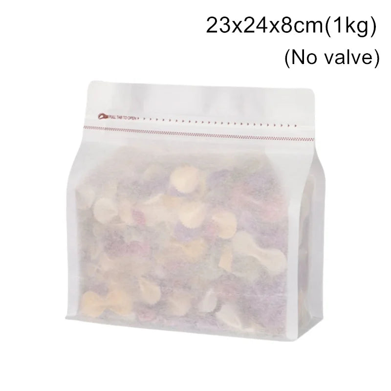 StoBag 50pcs White Cotton Paper Coffee Beans Packaging Bag with/No Valve Sealed for Powder Nuts Storage Stand Up Reusable Pouch