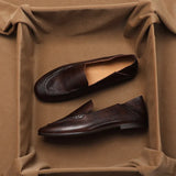 SHOEBOX Retro flat woman loafers new fashion style for spring and autumn 2025, shallow-mouth round-toe genuine leather shoes