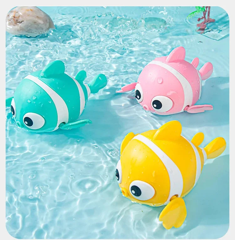 Hot sellingBaby Bath Toys Cute Swimming Fish Cartoon Animal Floating Wind Up Toys Water Game Classic Clockwork Toys For Toddlers