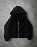 Hoodie fur collar cardigan sweatshirt American retro casual street velvet short thickened couple versatile warm cotton jacket