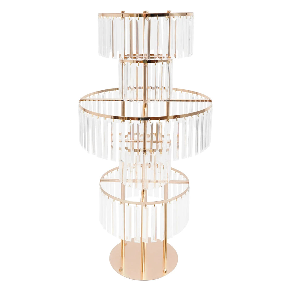 5 Tiers Gold/Silver Wedding Centerpieces Flower Stand Vase Centerpiece Acrylic Flower Stand with Hanging Acrylic