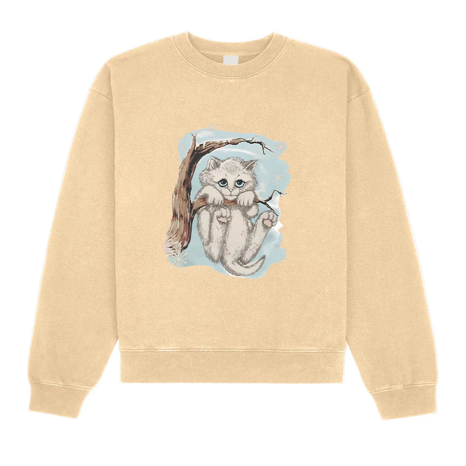 Opalite Kitten in Tree Sweatshirt 90s Nostalgia Playful Cat Crewneck Showgirl Gift Idea Clothes Unisex TS Opalite Music Pullover