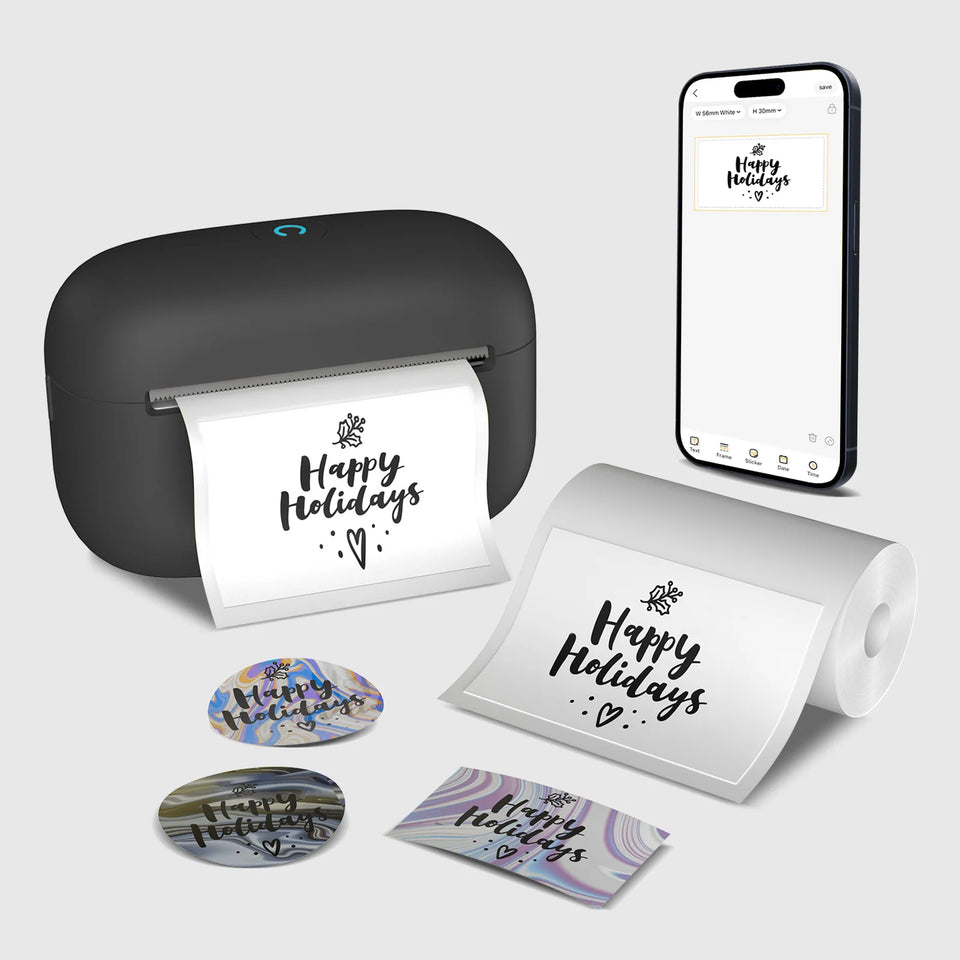 Portable Mini Printer Label Maker 300dpi 2 Inch Thermal Wireless Inkless Printer Bluetooth for IOS and Android Home School