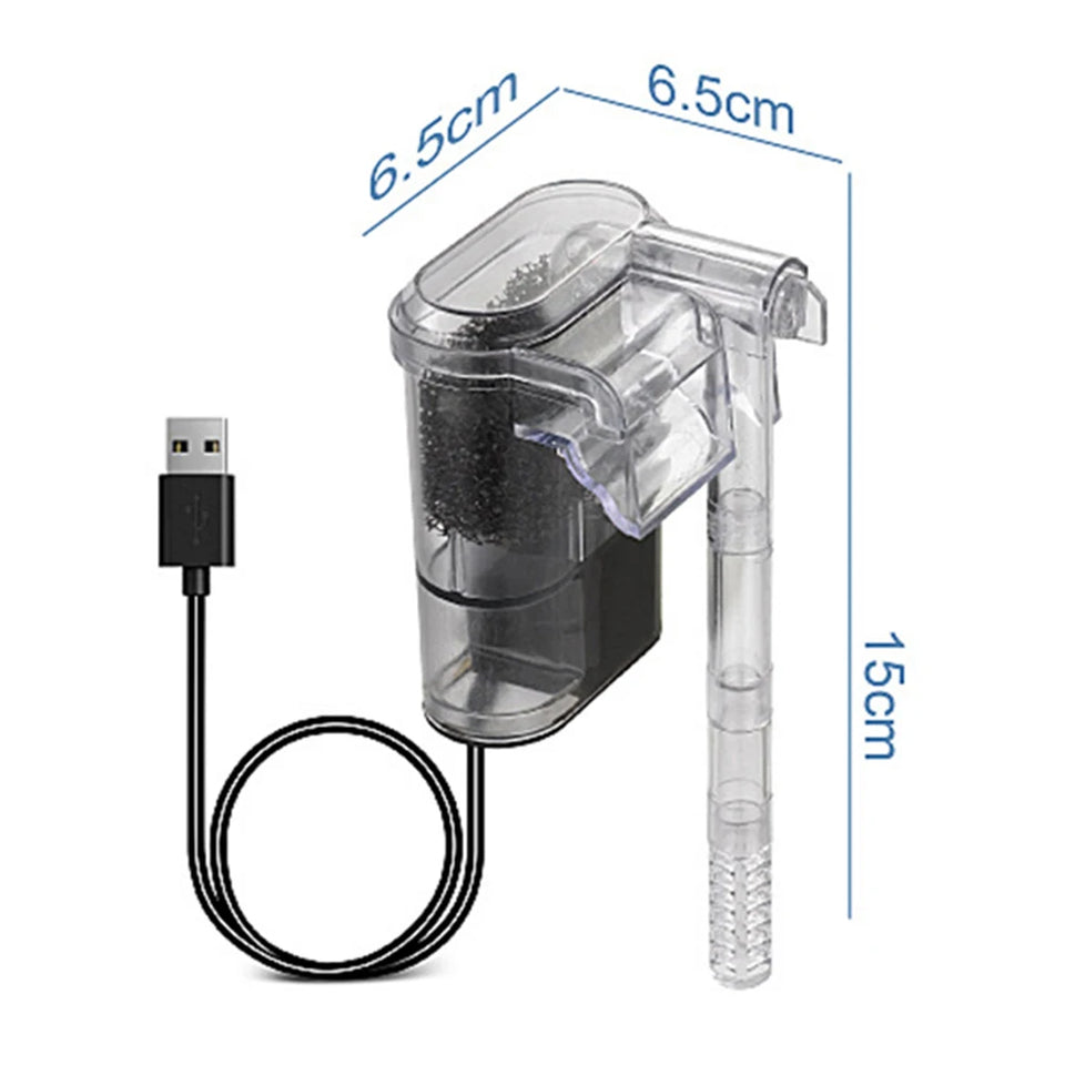 Fish Tanks Suspended Filter 2.5W 250H/L Hang Up Filter Oxygen Water Pump USB Mini Filter Aquarium Fish Tank Filter Water Purifie