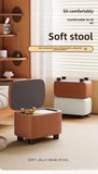 Shoe Cabinets Shoe Stool Upholstered Shoe Bench Storage Ottoman Seat Entryway Hallway Living Room Soft Padded Faux Leather