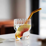 250ML Ins Iced Milk Coffee Glass Cups Ribbed Drinking Glasses Glassware for Cocktail Beer Soda Juice Home Bar Party Gift