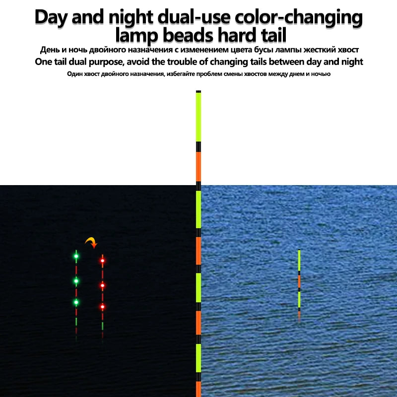 1PC LED Gravity Sensor Float Tail+1 Tube LED Light Buoy Color Change Tail Luminous Ocean Electric Fishing Tackle Accessories